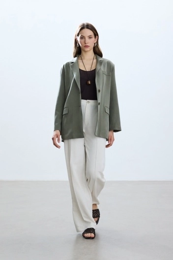 BE BLUE - HAKİ YIRTMAÇLI BLAZER