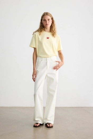 BE BLUE - KREM STRAIGHT DENİM PANTOLON