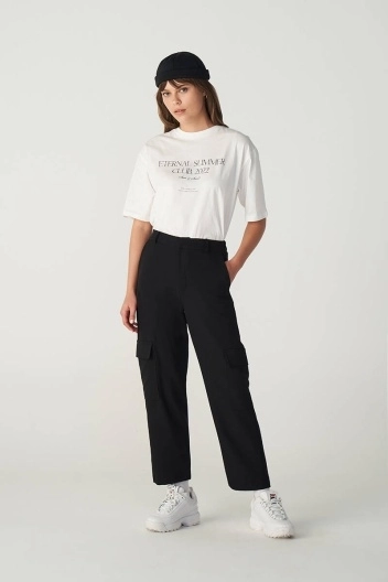 BE BLUE - SİYAH STRAIGHT KARGO PANTOLON