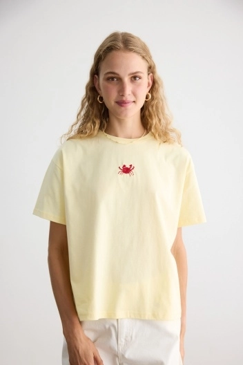 BE BLUE - YENGEÇ NAKIŞLI KISA KOLLU T-SHIRT